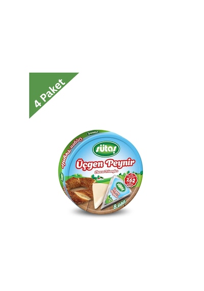 Sütaş Üçgen Peynir 8 X 12,5 G X 4 Adet - Klasik Sütaş Lezzeti Üçgen Dilimlerde
