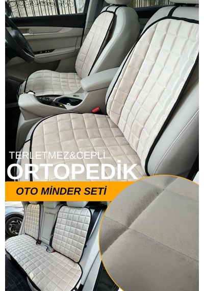 Chery Tiggo 7 Pro Uyumlu Premium Cepli Koltuk Minderi Araç İçi Seti-bej-