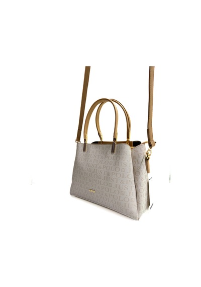 Kadın Monogram Baskılı Orijinal Just Polo El Ve Omuz Çantası Ayarlanabilir Askısıyla 2120mh Krem Camel
