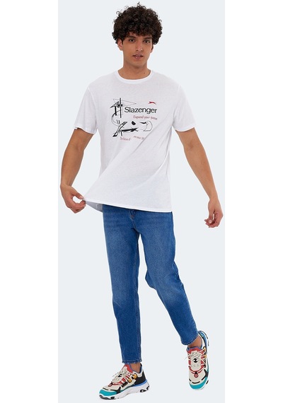Slazenger KARNEN IN Oversize Erkek Tişört Beyaz