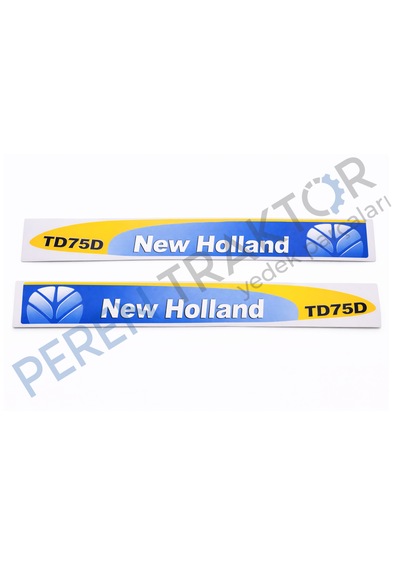 New Holland TD75D Yan Yazı Takımı Kaporta Etiketi Sağ - Sol Kaput Sticker Seti