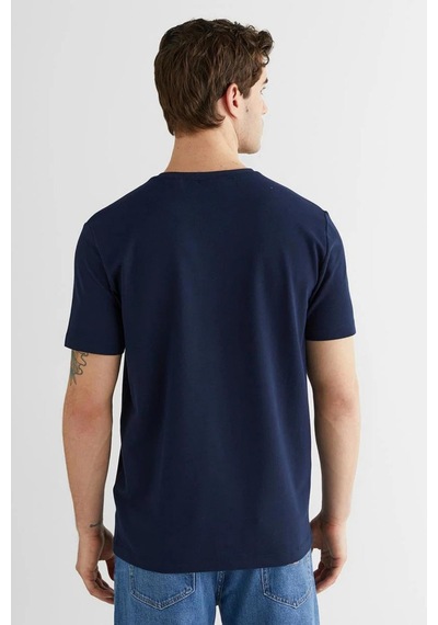 Gant Erkek Lacivert Bisiklet Yaka Regular Fit Logolu T-shirt-14842