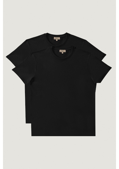 Ac&Co / Altınyıldız Classics 547236445 Slim Fit Bisiklet Yaka Düz Erkek Tişört 2'li Siyah