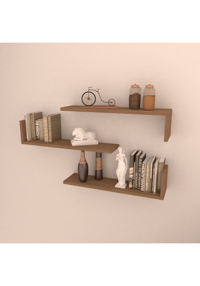Rafkestir 3 Lü L Raf Set ( 60 Cm ) Kafkas Meşe ( Mat )