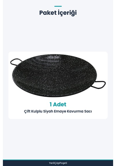 Emaye Kavurma Sacı Kulplu Geleneksel Pişirme Tavası Siyah
