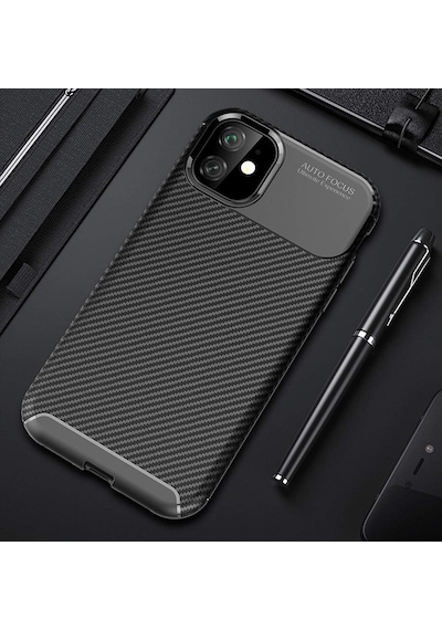 Apple Uyumlu iPhone 11 Kilif Karbon Tasarim Negro Silikon Kapak 403234036