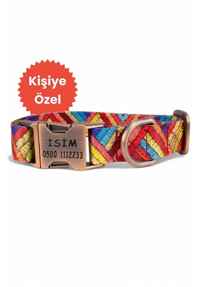 Caramelos İsimli Köpek Tasması, Orta Ve Büyük Irk Köpek Tasması L Kırmızı