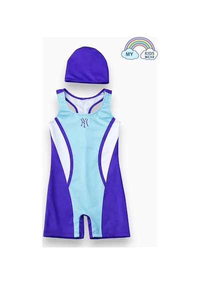 My Kids Wear Kız Çocuk Deniz Yüzücü Mayoları 5-16 Yaş 12616 Beyaz - Mor
