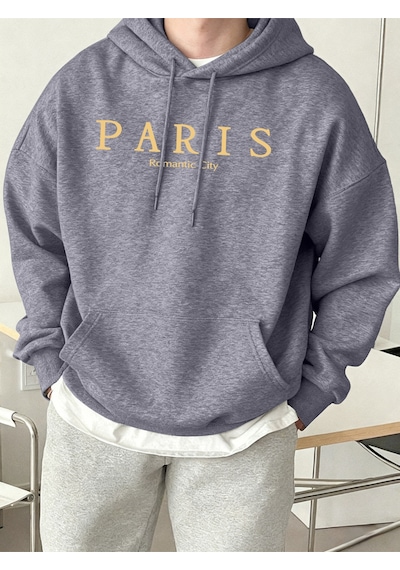 Startmore Startmoreparis Romantik Şehir Baskılı Erkek Rahat Günlük Sweatshirtler Spor Yumuşak Kapüşonlu Üstler S Gri