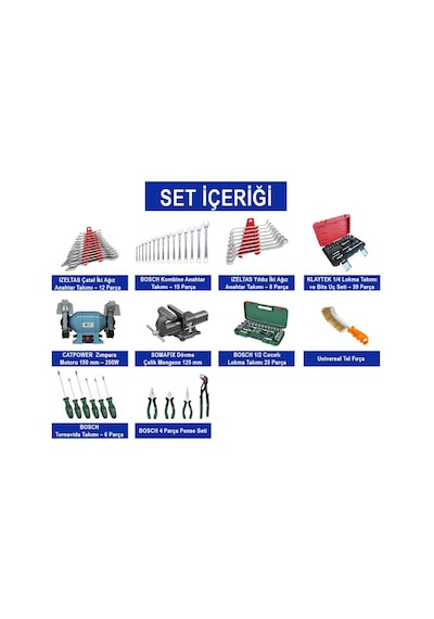 Takpower 2 Metre Dolu Takım Tezgahı 10 Çekmeceli 1 Dolaplı Pro