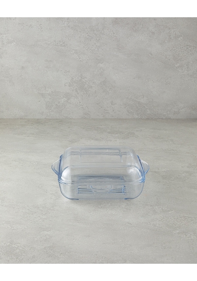 English Home Bake&serve Cam Kapaklı Kare Izgaralı Fırın Kabı 24 X 21,2 Cm Şeffaf Şeffaf
