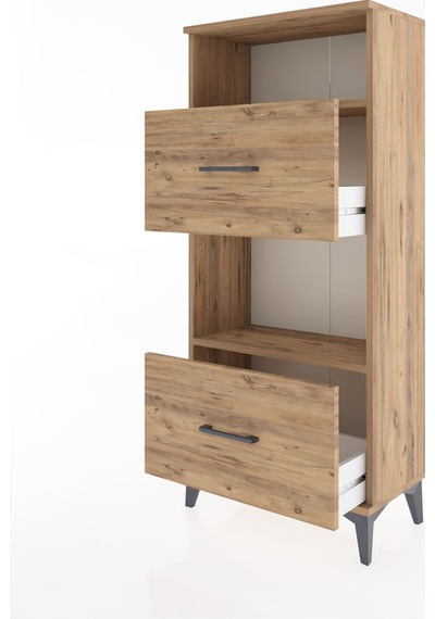 Hyperion Dolap 2 Raflı 2 Çekmeceli 60x44x134 Çam-çam Çam