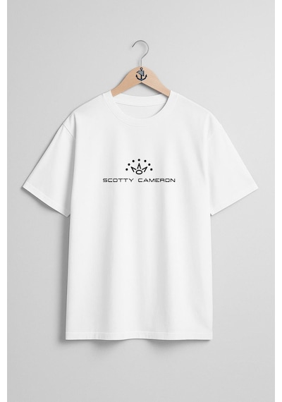 Oversize Scotty Cameron Göğüs Tasarımlı Unisex T-shirt Beyaz