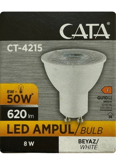 1 Adet Cata 8w 50w 6500k Beyaz Işık Gu10 Duylu Led Spot Ampul