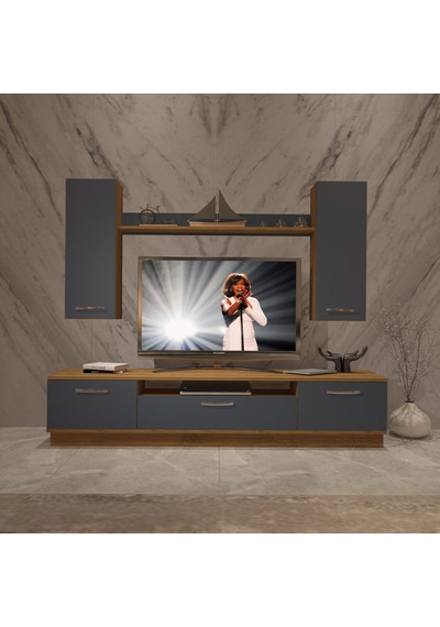 Decoraktiv Trio 5d Mdf Tv Ünitesi Tv Sehpası Pera - Antrasit