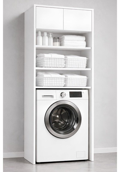 Rudu Lavin Çok Amaçlı Banyo Dolabı Düzenleyici 66x65x190 Cm 2 Kapaklı 4 Raflı Beyaz Rudu Lavin Çok Amaçlı Banyo Dolabı Düzenleyici 66x65x190 Cm 2 Kapaklı 4 Raflı Beyaz