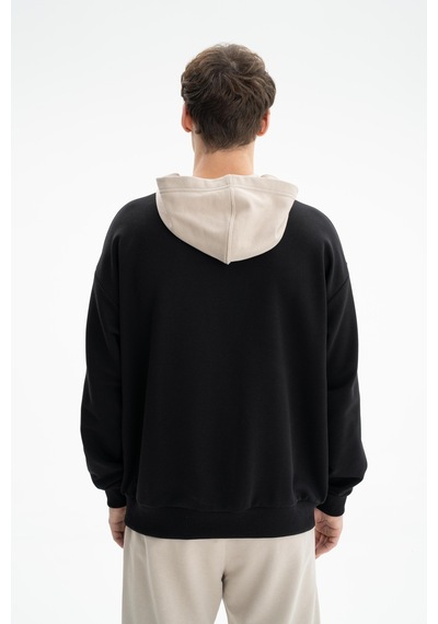 AR-MA Arma Erkek Oversize Şardonsuz 3 İplik Kanguru Cepli Kapşonlu Sweatshirt 001