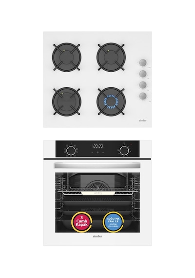 Simfer 10 Fonksiyon Airfry Beyaz 2'li Ankastre Set (8216 Fırın + 3507 Ocak)