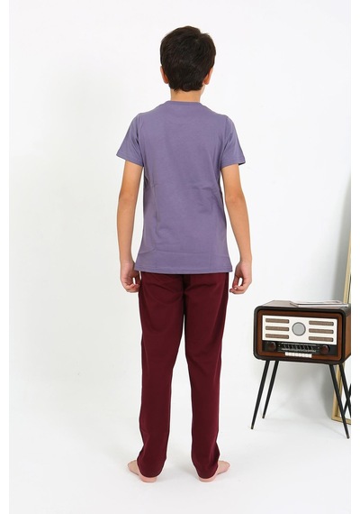 Akbeniz Erkek Çocuk Kısa Kol Penye Pijama Takım 20758 Mor