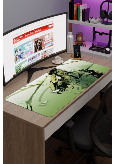 Metal Gear Solid Kaymaz Dikişli Kauçuk Oyuncu Mousepad V5 - 90x40 Xxl Gaming Mouse Pad Fare Altlığı