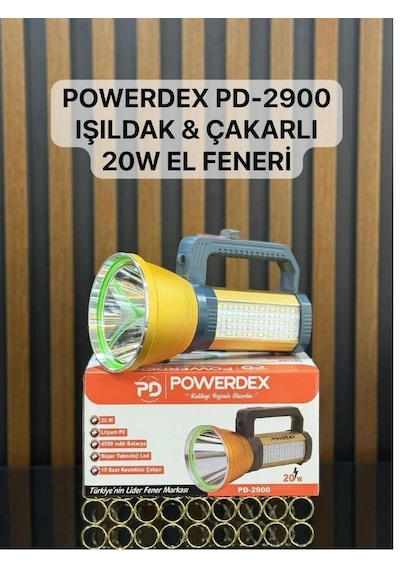 Powerdex Pd-2900 2000 Lümen Led Şarjlı El Feneri Altın - Siyah