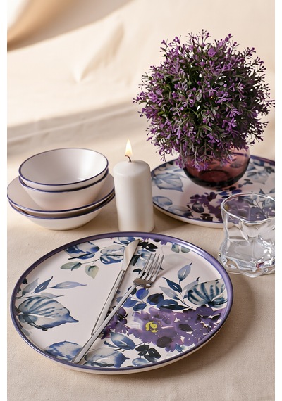 Keramika Purple Flower Yemek Takımı 6 Parça 2 Kişilik 21329-30-31 Çok Renkli