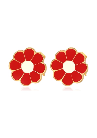 Emılıano Jewellery 925 Ayar Mineli Çiçek Küpe Gold - Gümüş