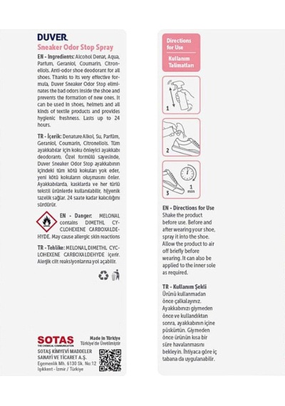 Duver Sneaker Odorstop 50 Ml Ayakkabı Deodorantı Beyaz