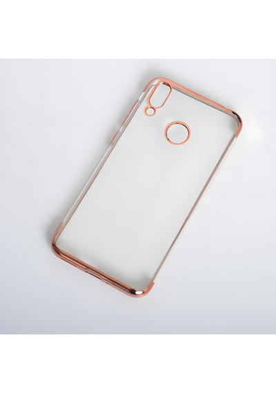 Huawei Honor 8c Kılıf Dört Köşeli Lazer Silikon Kılıf Rose Gold