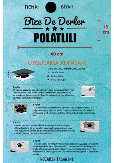 Ankara Polatlı Siyah Çıkartma Ankara Bize De Derler Polatlılı 40x15 Cm Araç Etiketi 40 CM - Siyah
