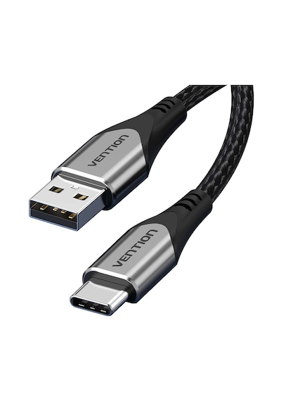 Vention Usb 2,0 Type-a - Type-c 3a Pamuk Örgülü Hızlı Şarj Kablosu 1m - Gri