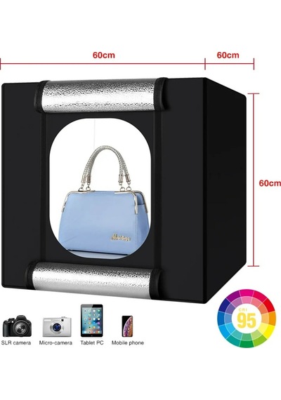 Ürün Fotoğraf Çekim Kabini 60x60x60 Işık Çadırı-profesyonel Fotoğraf Stüdyosu Seti