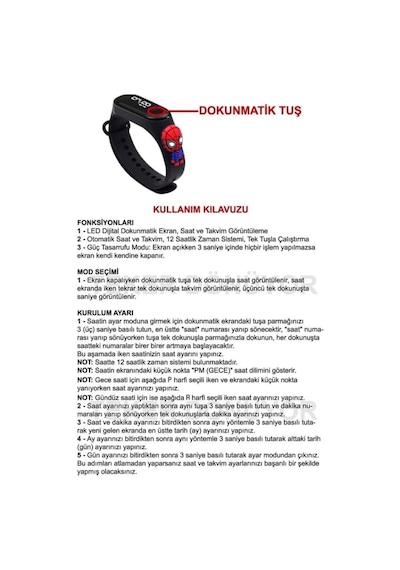 Dijital Dokunmatik Su Geçirmez Led Ekran Figürlü Çocuk Kol Saati Siyah4 - 624269498