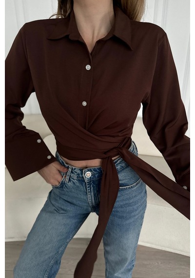 Bbbutikbasic Bağlamalı Poplin Gömlek Bb0250 Kahverengi
