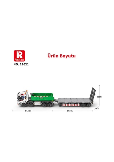 Reobrix Rc Large Truck With Flat Trailer 22021 Brick Yapım Seti