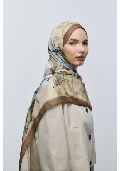 Moda Kaşmir Nileya Desen Pamuk Şal KAhverengi