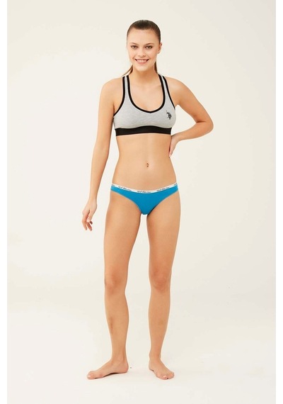 U.S. Polo Assn. Kadın Mercan - Neon Yeşil - Turkuaz 3 Lü Brazilian Slip 66275 Yeşil