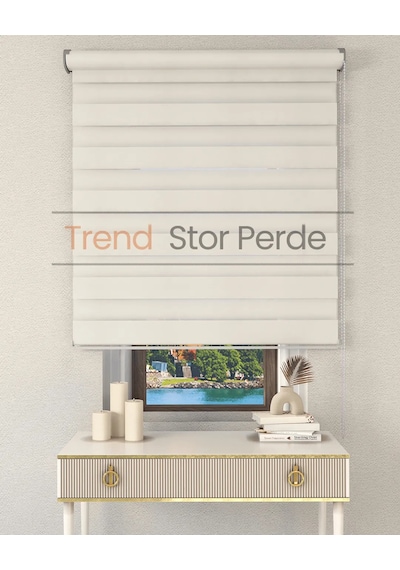Beyaz Etek Dilimsiz Zebra Stor Güneşlik Perde Beyaz