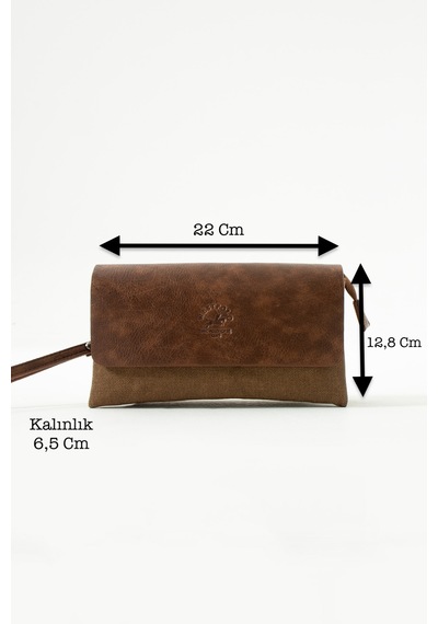 West Polo Westpolo Unisex Kanvas Kumaş Ve Vegan Deri Mıknatıslı El Portföyü - Taba