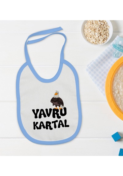 BK Kids Yavru Kartal Tasarımlı Mavi Bebek Mama Önlüğü-1