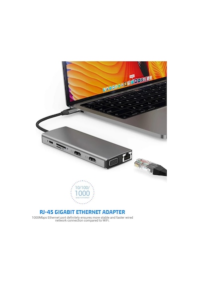 Lunatic 7031 Type C 12'si 1 Arada Usb C Hub, Çift 4k Video Çıkışı, Vga, Rj45, Pd Şarj, Sd/tf Kart Okuyucu, Usb-a Girişi, 3.5mm Ses Girişi, Tip C Bağlantı İstasyonu Lunatic 7031 Type C 12'si 1 Arada Usb C Hub, Çift 4k Video Çıkışı, Vga, Rj45, Pd Şarj, Sd/tf Kart Okuyucu, Usb-a Girişi, 3.5mm Ses Girişi, Tip C Bağlantı İstasyonu