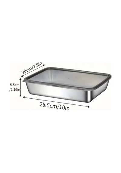 Zenviya21 Çok Amaçlı Paslanmaz Çelik Fırın Ve Saklama Kabı 25x20x5 Cm Zenya785 Renkli
