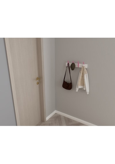 Hepsi3boyutlu Modern Duvar & Kapı Kanca Askılık - 4 Adet Pembe Kanca Askılık - Model No : 3 Pembe