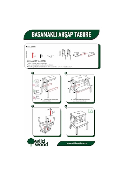 Basamaklı Ahşap Tabure Naturel