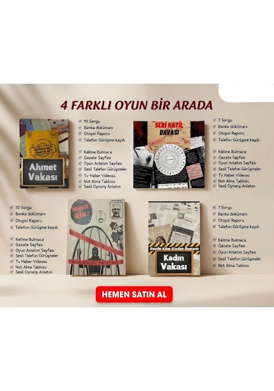 Dedektiflik Oyunu Dört Farklı Dava Pakedi Bir Arada