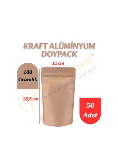 Kraft Alüminyum Doypack 11x18,5x7 Cm 50 Adet