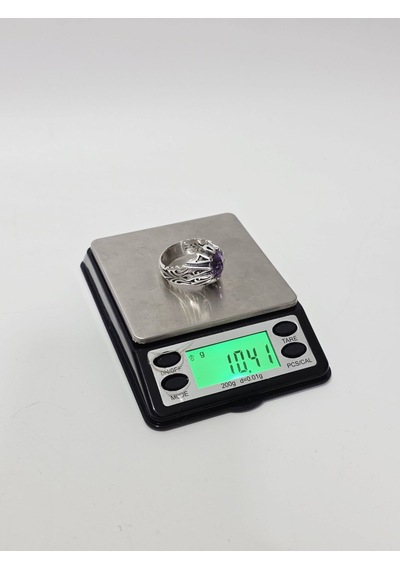 Ametist Taşlı 925 Ayar Gümüş Yüzük 10,40 Gram