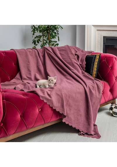 Kaymaz Koltuk Örtüsü Çift Taraflı Mikrofiber Şönil 175x350 Cm Xl- Rose Kedi Köpek Ve Çocuk Dostu Rose
