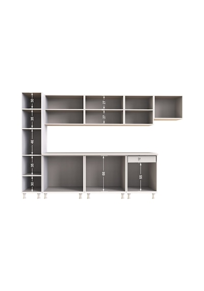 Tdesigno Yaprak Hazır Mutfak Dolabı Kiler Dahil 320 CM Ceviz Ve Beyaz Tezgah Dahil Değil NoColor-de527ed1