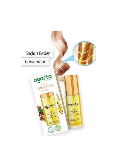 Agarta Organik Soğuk Sıkım %100 Argan Yağı - Saç Ve Vücut Onarıcı Bakım Yağı 20 ML